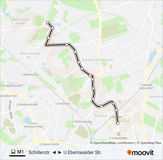 Автобус M1: карта маршрута