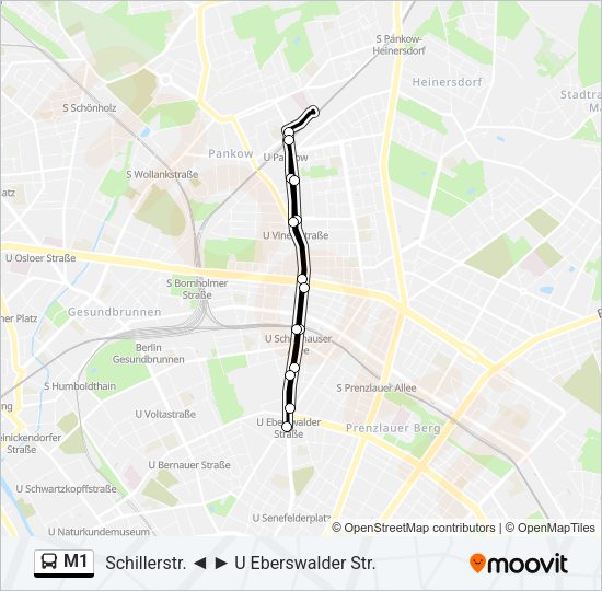 Автобус M1: карта маршрута