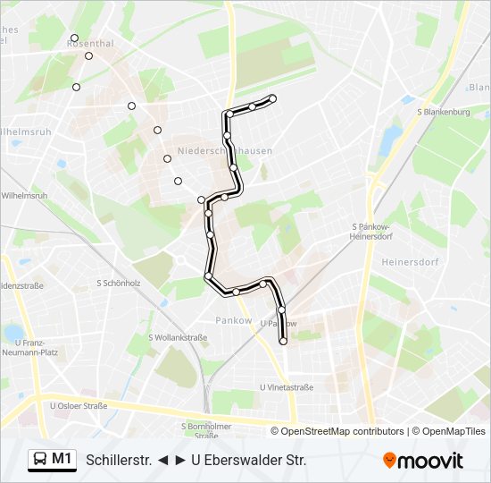 Автобус M1: карта маршрута