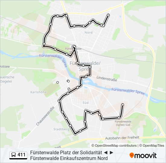 Автобус 411: карта маршрута