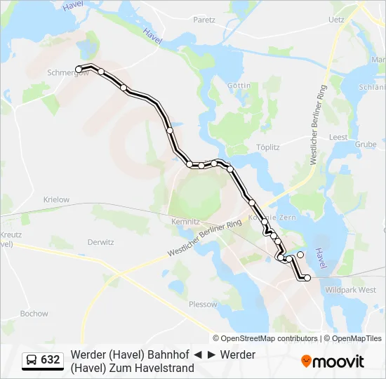 Автобус 632: карта маршрута