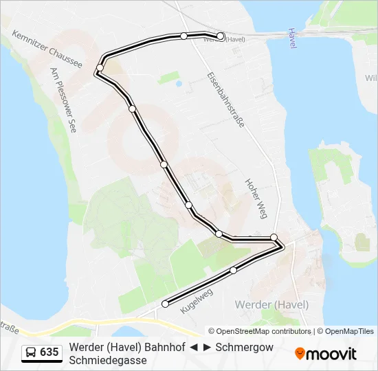 635 Bus Line Map