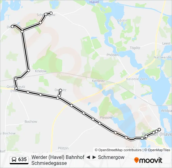 635 Bus Line Map