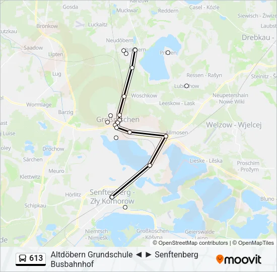 613 Bus Line Map