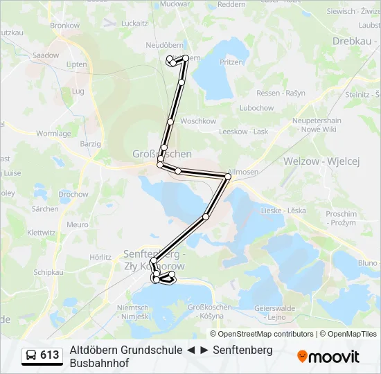 613 Bus Line Map