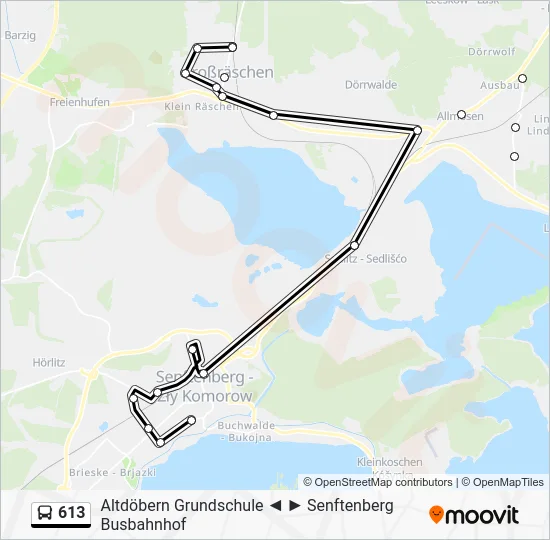 Автобус 613: карта маршрута