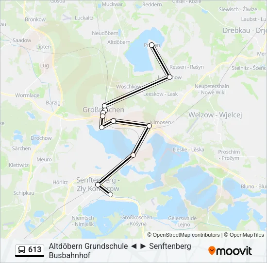 613 Bus Line Map