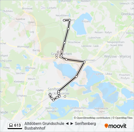 613 Bus Line Map