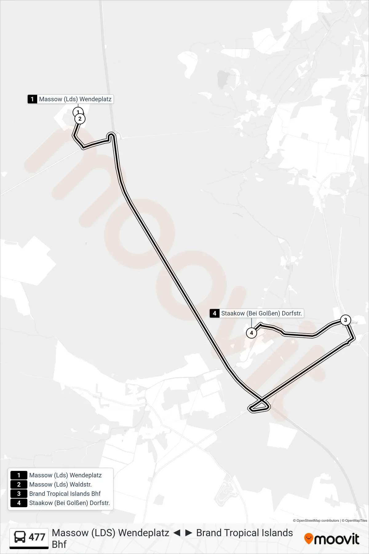 Linie 477 (Bus) Richtung Staakow (Bei Golßen) Dorfstr.: Route und Haltestellen auf der Karte