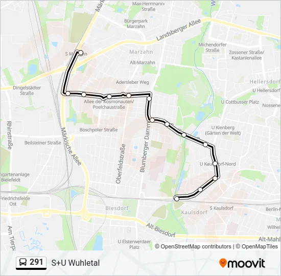 291 Bus Line Map