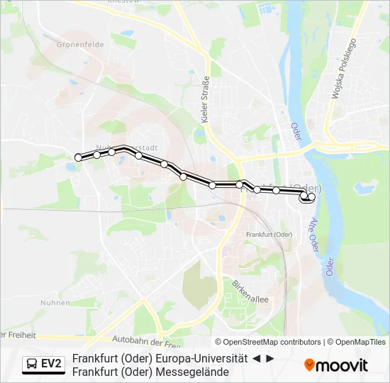 Автобус EV2: карта маршрута