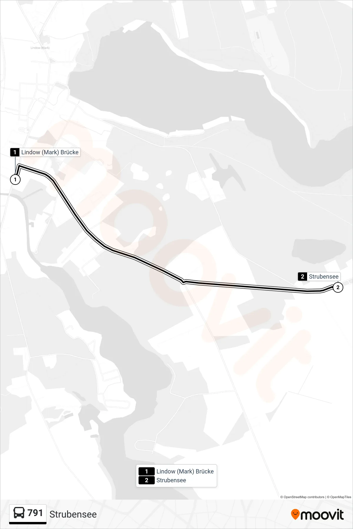 791 bus Line (Strubensee) route and stops on a map