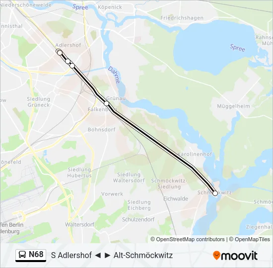 N68 Bus Line Map