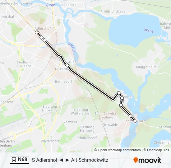 N68 Bus Line Map