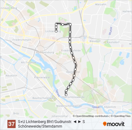 Трамвай 37: карта маршрута