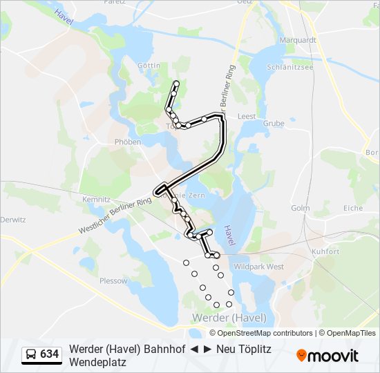 634 bus Line Map