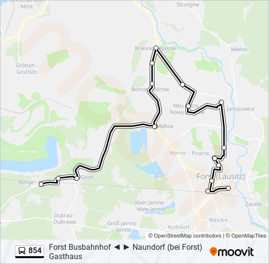 854 bus Line Map