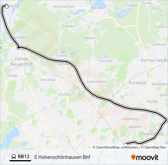 Автобус RB12: карта маршрута