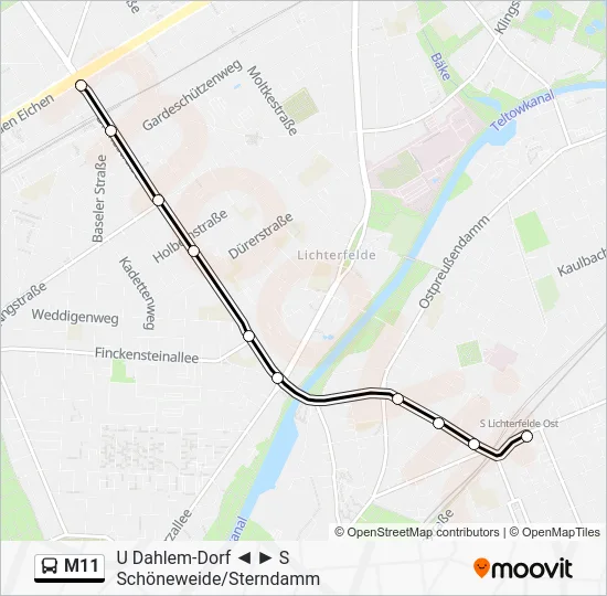 Автобус M11: карта маршрута