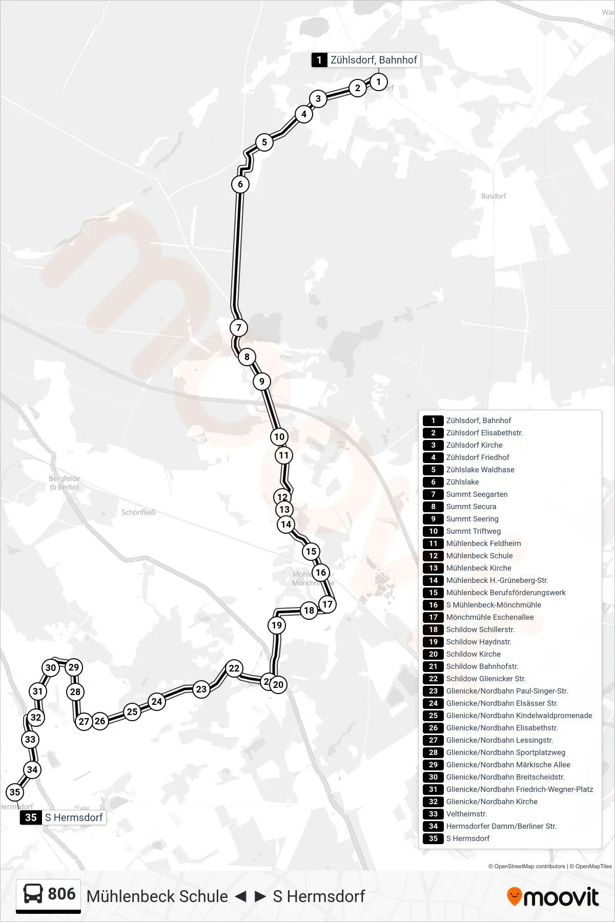 Linie 806 (Bus) Richtung S Hermsdorf: Route und Haltestellen auf der Karte
