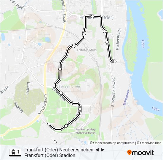 Straßenbahnlinie 1 Karte