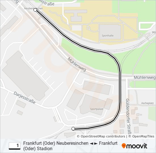 Straßenbahnlinie 1 Karte