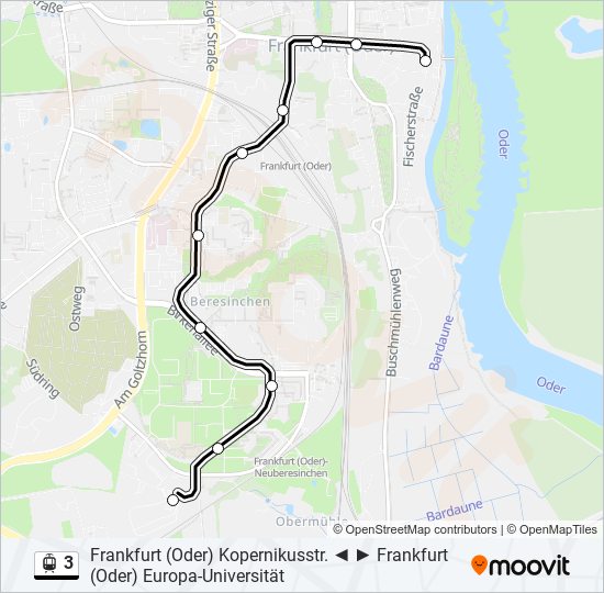 Straßenbahnlinie 3 Karte