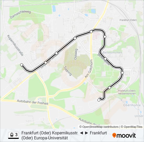 Straßenbahnlinie 3 Karte