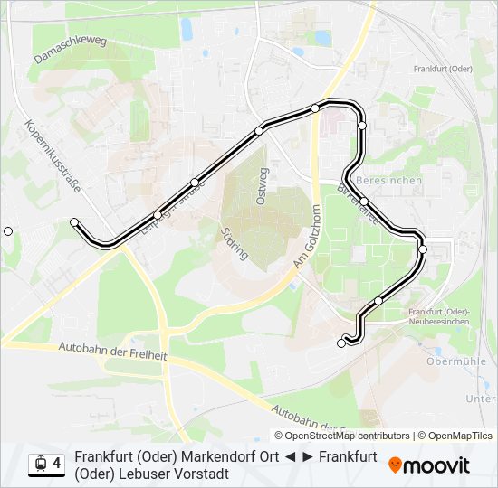 Straßenbahnlinie 4 Karte