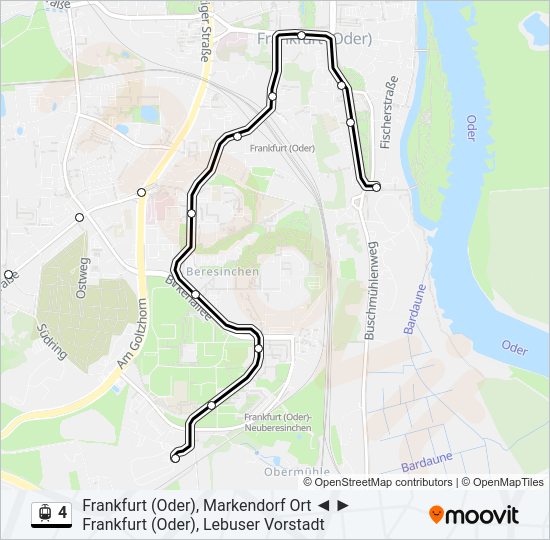 Straßenbahnlinie 4 Karte