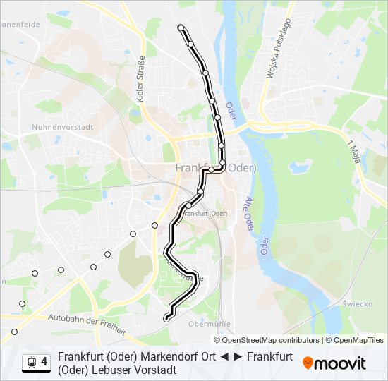 4 Route: Fahrpläne, Haltestellen & Karten - Frankfurt (Oder) Lebuser ...