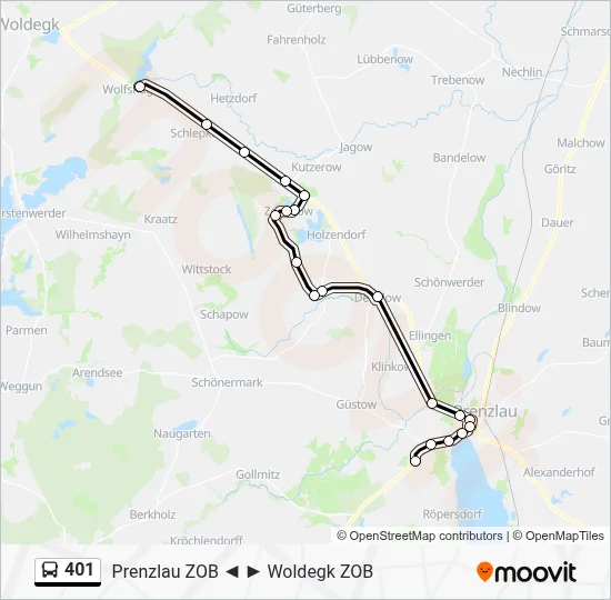 Buslinie 401 Karte