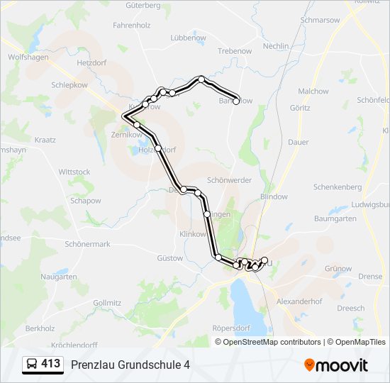 413 bus Line Map