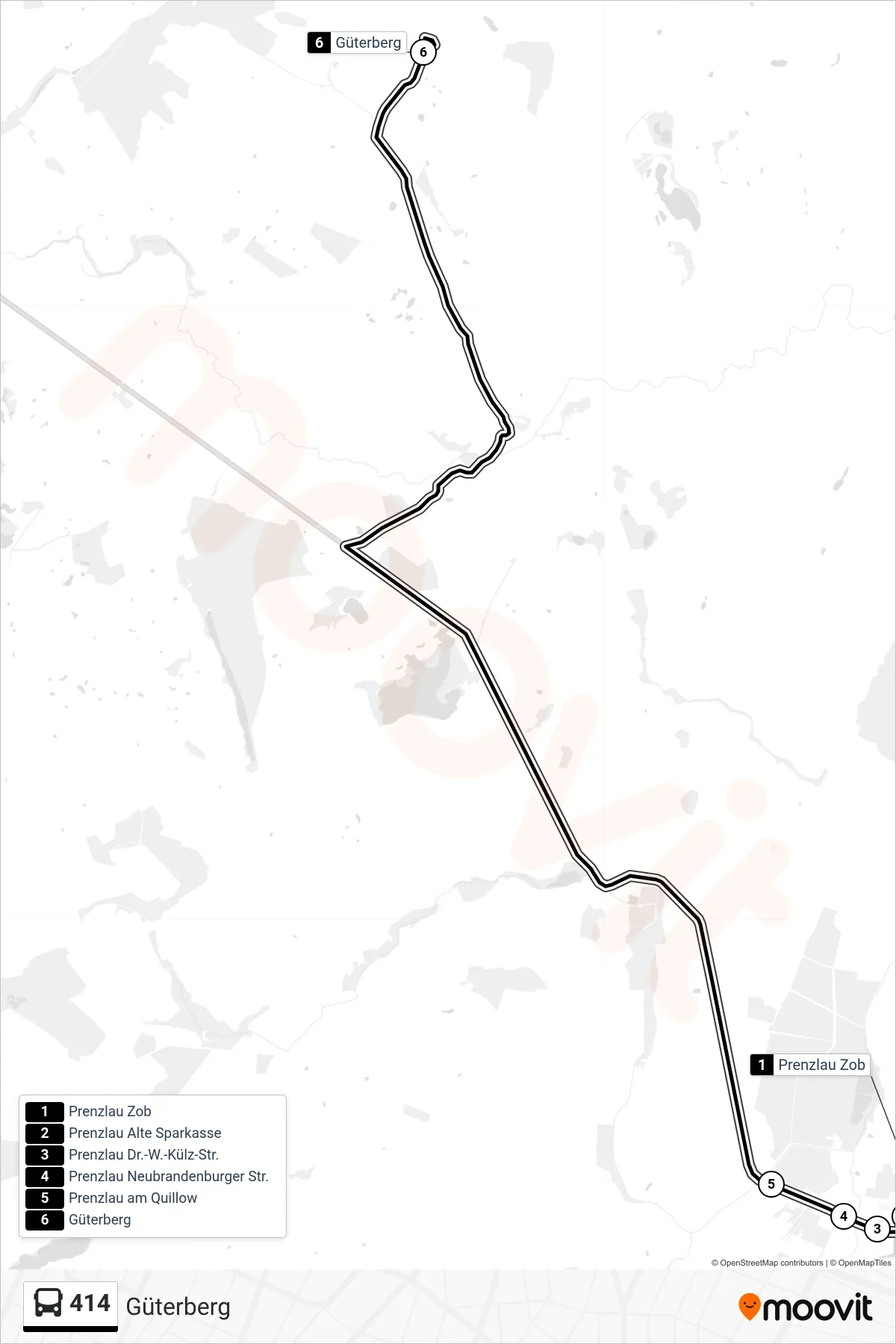 Linie 414 (Bus) Richtung Güterberg: Route und Haltestellen auf der Karte