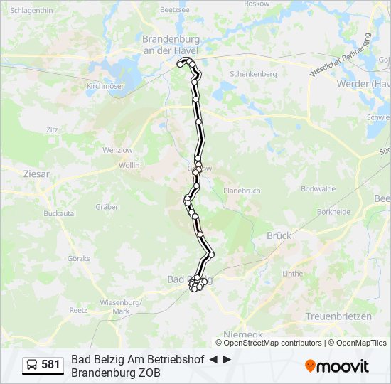 Автобус 581: карта маршрута