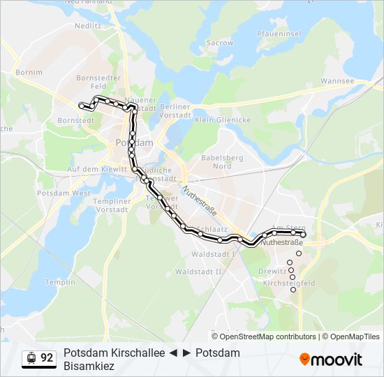 Straßenbahnlinie 92 Karte