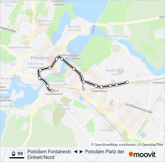 Straßenbahnlinie 99 Karte