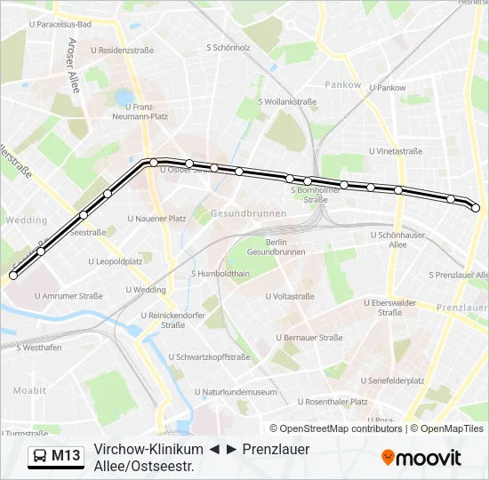 M13 Bus Line Map