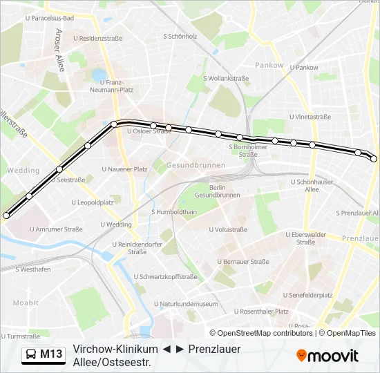 M13 Bus Line Map