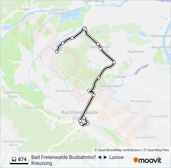 874 Bus Line Map
