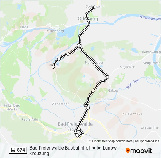 874 Bus Line Map