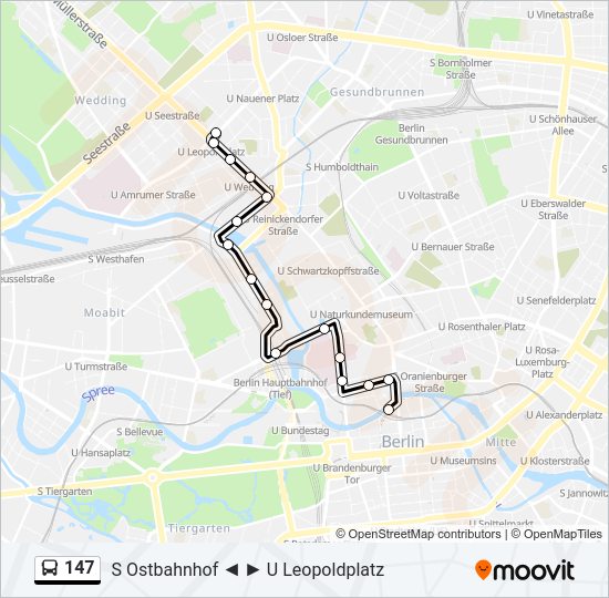 147 bus Line Map