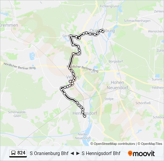 Автобус 824: карта маршрута