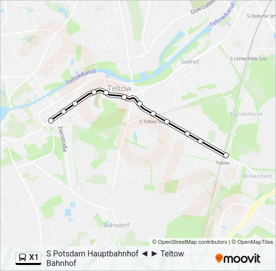 X1 Bus Line Map