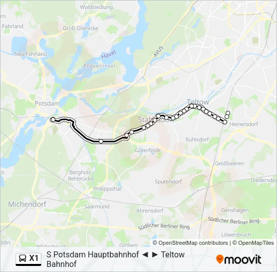 X1 Bus Line Map