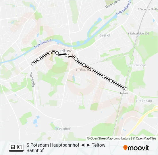 X1 Bus Line Map