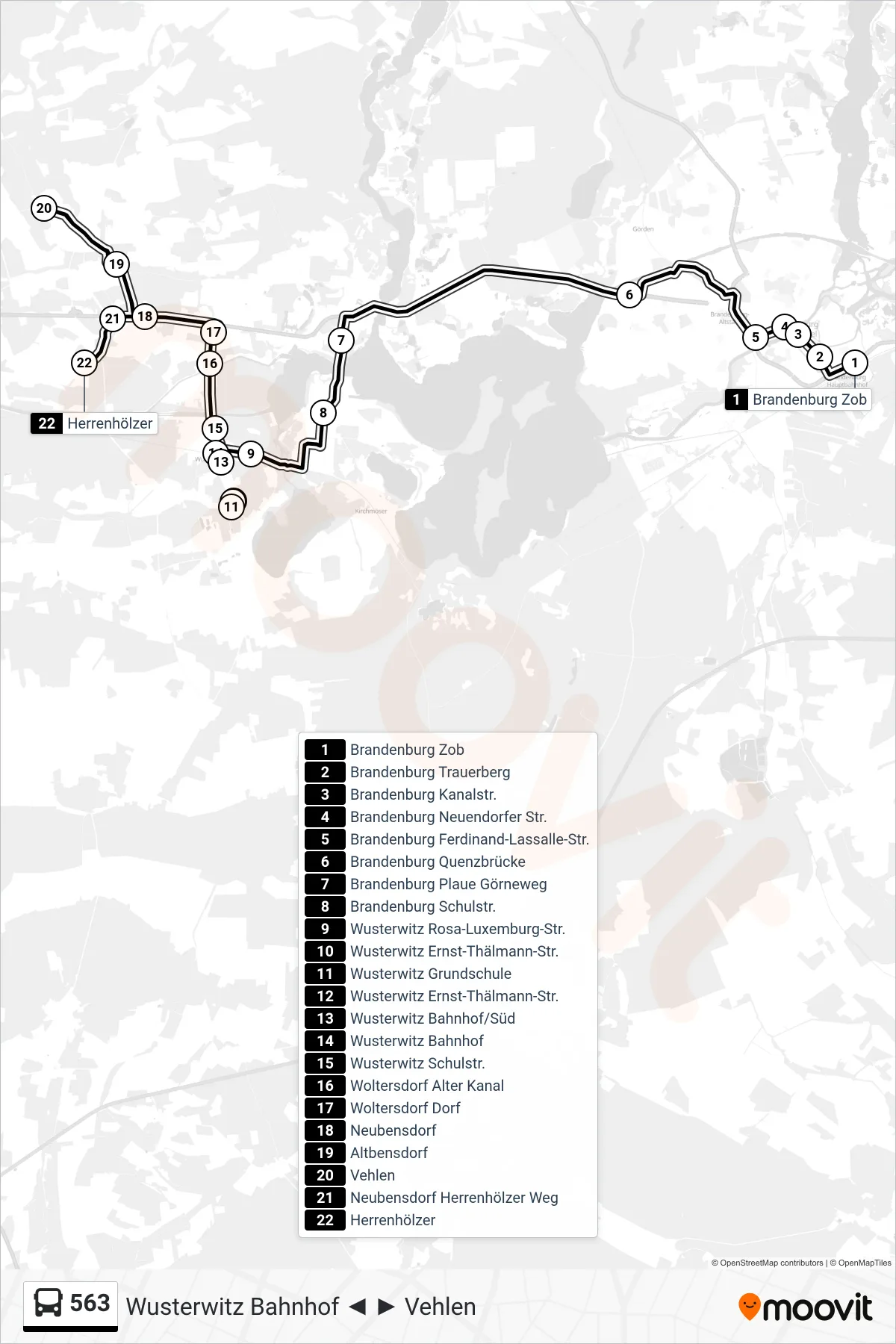 Linie 563 (Bus) Richtung Herrenhölzer: Route und Haltestellen auf der Karte