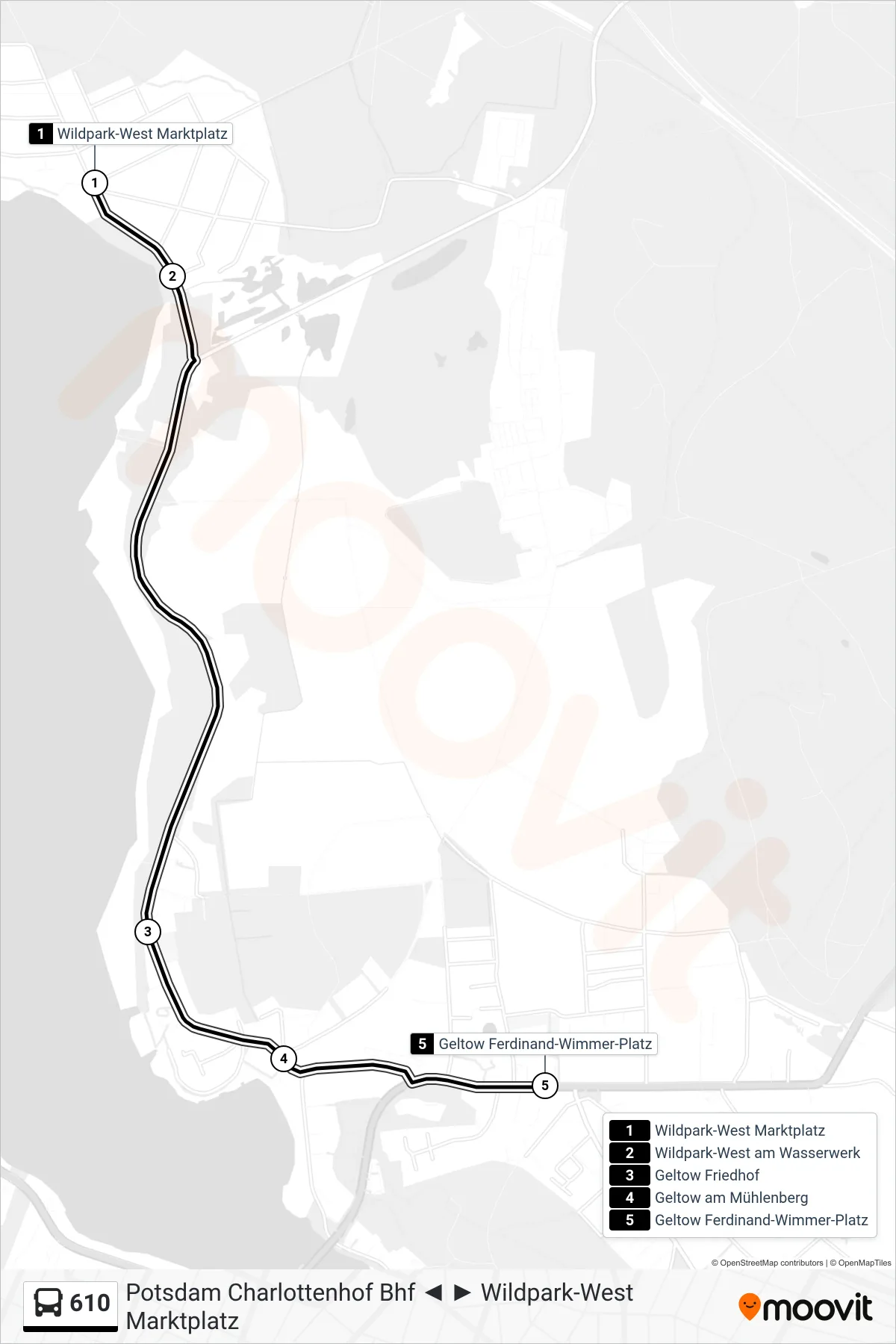 Linie 610 (Bus) Richtung Geltow Ferdinand-Wimmer-Platz: Route und Haltestellen auf der Karte