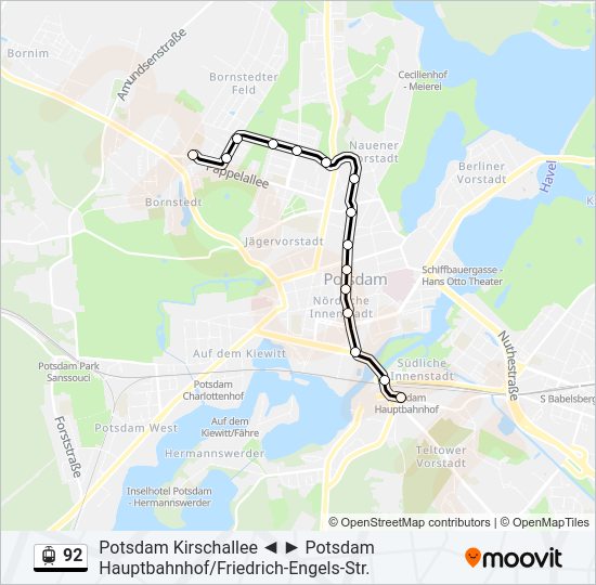 Straßenbahnlinie 92 Karte