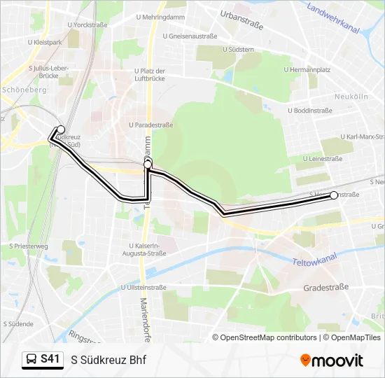 Автобус S41: карта маршрута